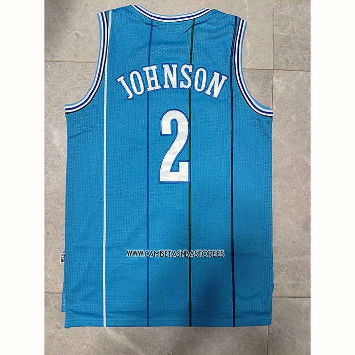 Larry Johnson NO 2 Camiseta Charlotte Hornets Retro Azul